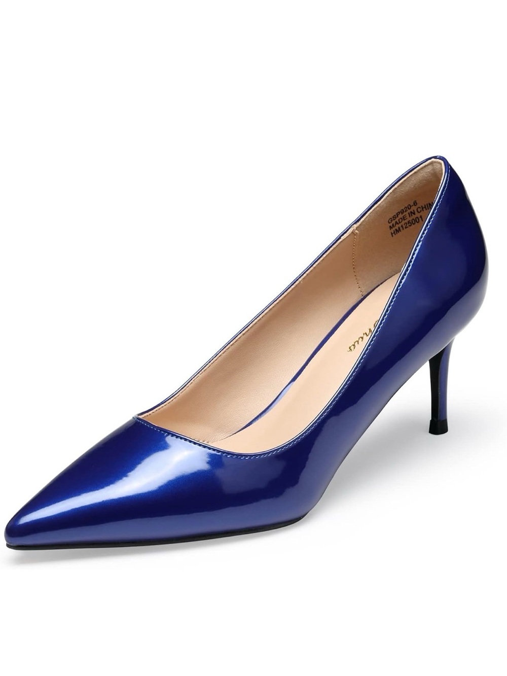Genshuo Classic Patent Pointed-Toe Pump in Blue size 7